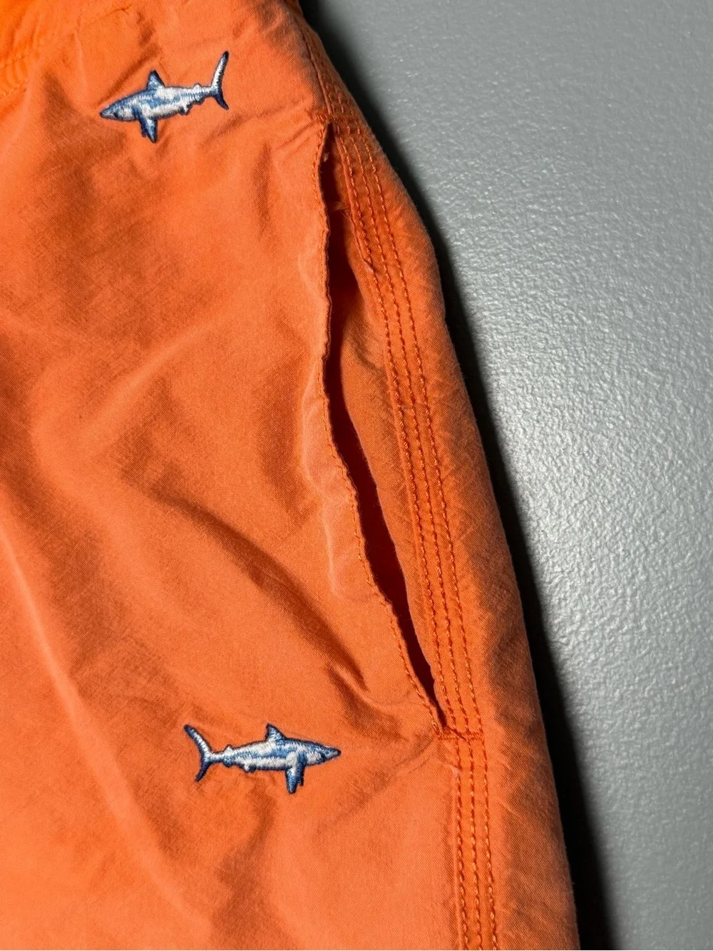 Polo by Ralph Lauren Vintage Embroidered Shark Men's Swim Trunks Sz M *Flaw*